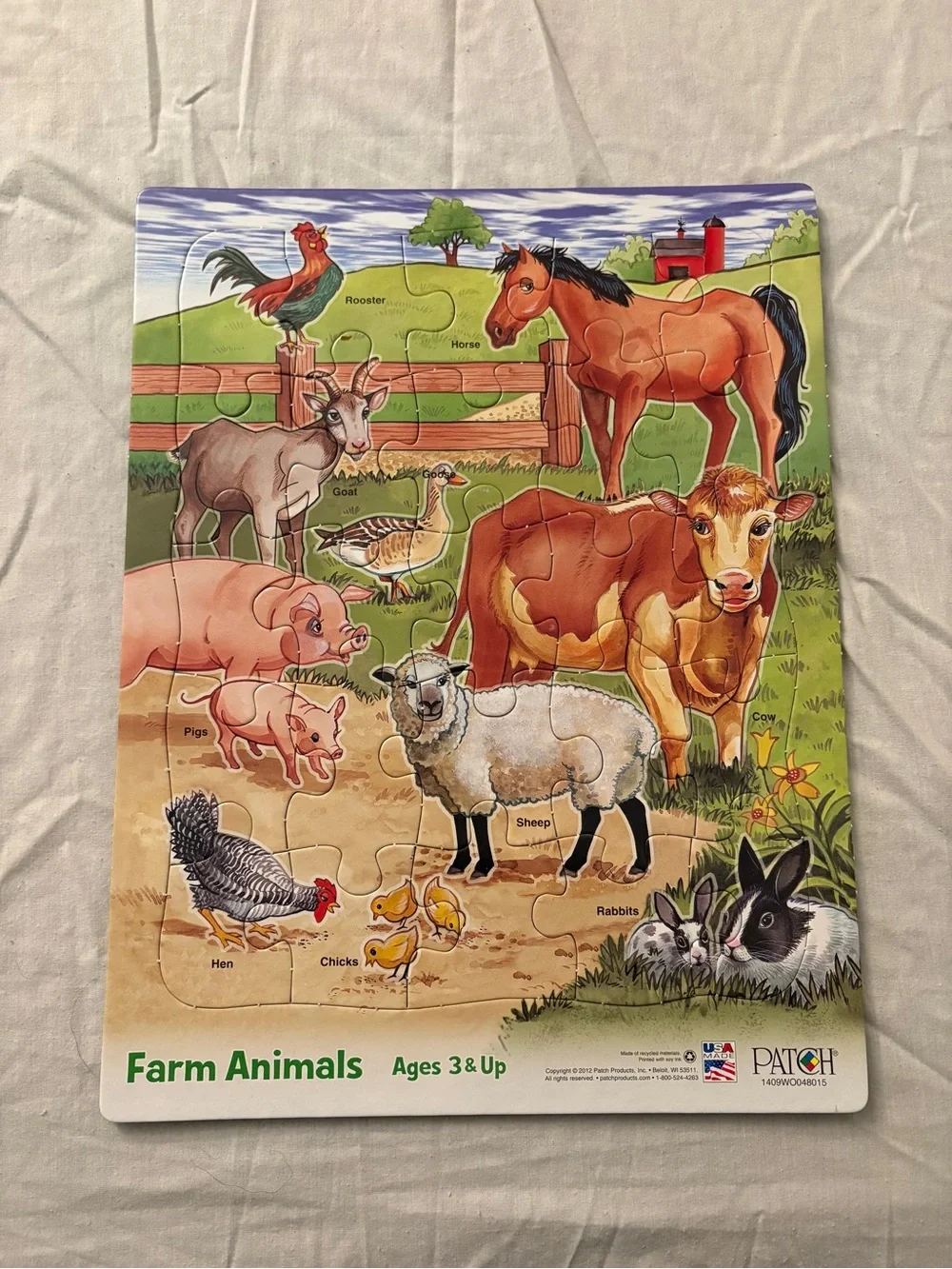 5 puzzles Alphabet, Animal, Vehicle, Foods, and Animal Alphabet